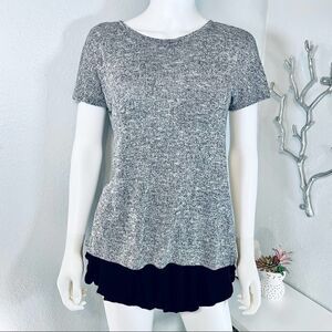 M&S Gray Knit Short Sleeve Blouse Small